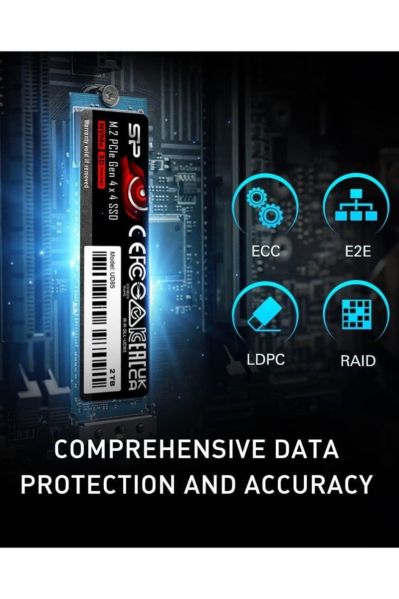 Silicon Power UD85 1TB NVMe PCIe 4.0 M.2 SSD, Up to 3600MB/s, 3D NAND M.2 2280 PCIe Gen4x4 Internal Solid State Drive for Desktop Laptop PC Computer - Image 4